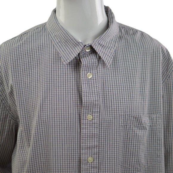 Aeropostale Men Sz XXL  Shirt Long Sleeves Plaid Pearl Blue Brown 100% Cotton - Picture 5 of 11